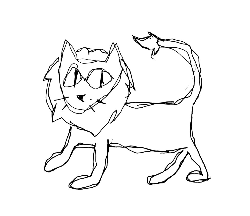 A crude hand-drawn doodle of a lion.